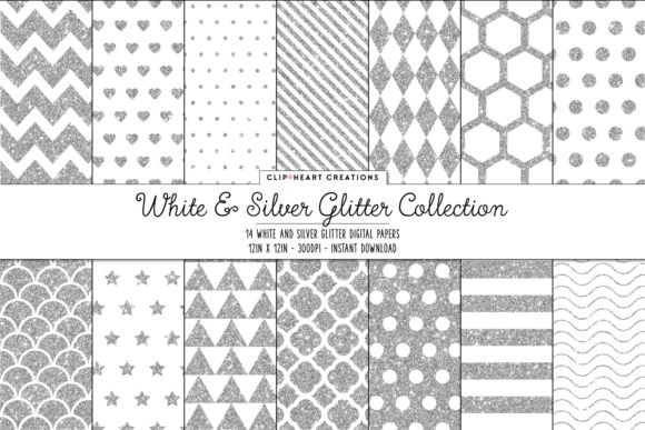 Download Silver and White Glitter Papers - White glitter Collection