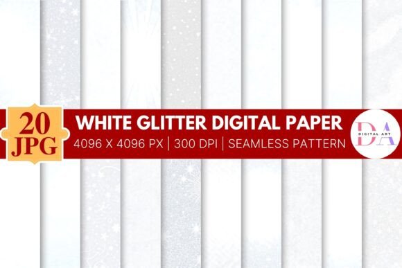 Download White Glitter Digital Paper - White glitter Collection