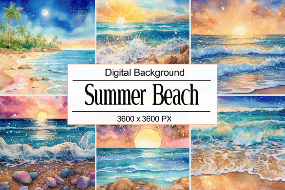 Download Watercolor Summer Beach Glitter - Premium Bundle