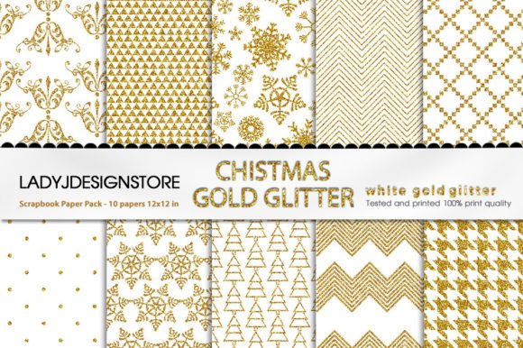Download GOLD WHITE GLITTER Digital Papers - White glitter Collection