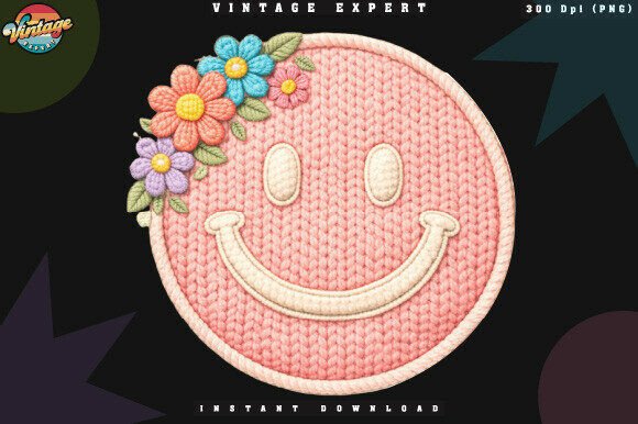 Download Floral Smiley Crochet Yarn Faux PNG - Premium Resources